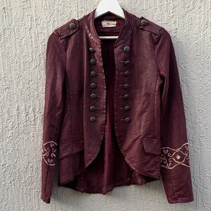 Burgundy military style jacket